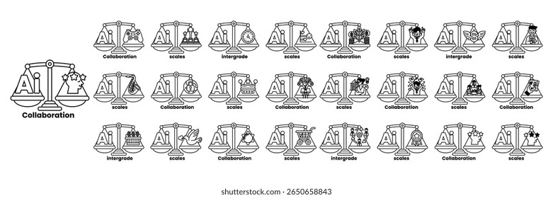 A collection of symbols and numbers that are arranged in a grid. The symbols are arranged in a way that they represent different concepts and ideas