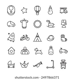 collection of symbols on the theme of baby, child, childcare