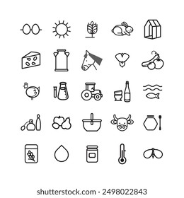 collection of symbols on the theme of ecological farm