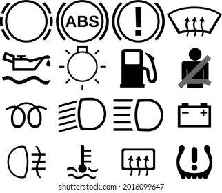 Collection Symbols Pictograms Dashboard Motor Vehicle Stock Vector ...