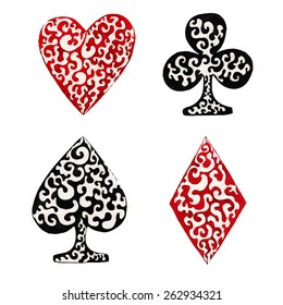 Collection Symbols Playing Cards Clubs Spades Stock Vector (Royalty ...