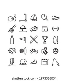 collection of symbols for sports, sports association. Images for logo, graphic identity, branding, advertising, decoration, web and information board. Pictos for competitive, leisure, club sports