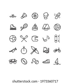 collection of symbols for sports, sports association. Images for logo, graphic identity, branding, advertising, decoration, web and information board. Pictos for competitive, leisure, club sports