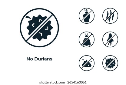 A collection of symbols that prohibit carrying strong-smelling objects