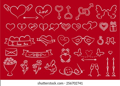 Collection of symbols for valentines day