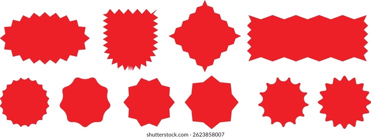 Collection of tag, sticker, product labels, starburst sticker design element vector illustration on white background