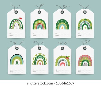 Collection of tags with Festive Rainbows. Printable cards templates.
