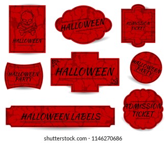 Collection tags with texture papers. Set for discount on Halloween. Holiday stiker, ticket. Halloween template.