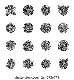 Collection of Taino Symbols Glyph Icons

