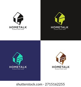 Collection of talking house Logo templates. Chat bubble technology idea and home logo