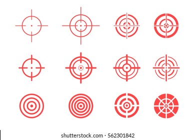 Collection of target icons on white background. Aim signs set. Vector illustration.