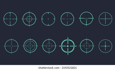 Collection of target icons. Sniper scope or crosshair vector collection.