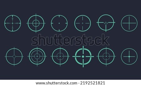 Collection of target icons. Sniper scope or crosshair vector collection.