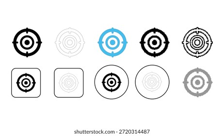 Colección de los iconos de destino en varios estilos y colores