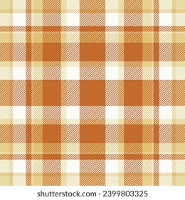 Collection tartan check vector, ornament texture pattern plaid. Flannel seamless fabric background textile in orange and white colors.