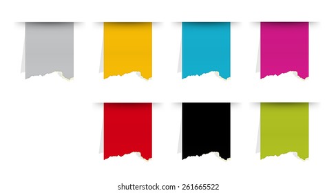 the collection of tattered rectangle templates / the set of blank labels / the tag