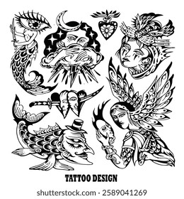 A collection of tattoo designs with different image models