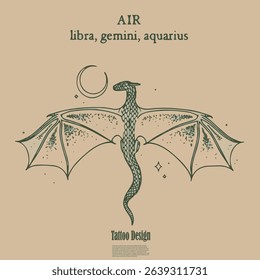 collection of tattoo designs for libra, gemini and aquarius
