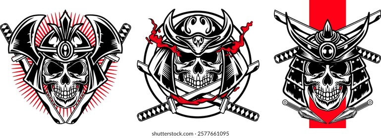 Collection tattoo vector artwork. Monochrome vector illustration in various objects and skull elements.