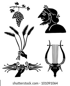 Collection of tattoos in the Greek style