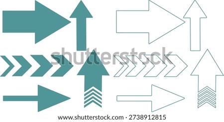 Collection of teal and outline arrows in various straight and chevron patterns