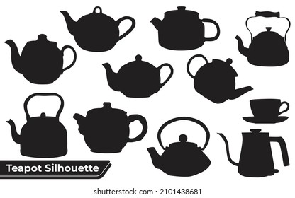 Collection Of Teapot Silhouette Vector