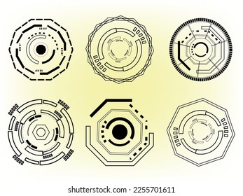 Collection of tech circle data connection futuristic technology science icon element pattern abstract background template wallpaper vector illustration