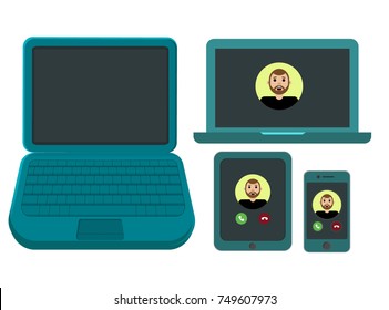 Collection of Tech Gadgets - Laptop Tablet and Phone 
