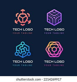 Collection of Tech Logo Design with Geometric Monoline Style. Perfect for Tech and Business Startup Brand Identity