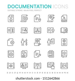 Collection of technical documentation related line icons. 48x48 Pixel Perfect. Editable stroke
