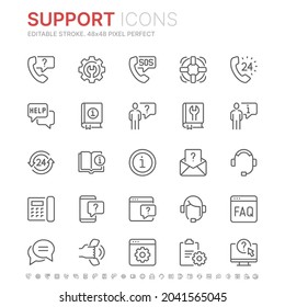 Collection of technical support related line icons. 48x48 Pixel Perfect. Editable stroke