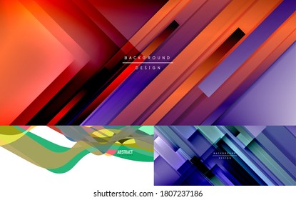 Collection of techno geometric abstract backgrounds for covers, banners, flyers and posters and other templates