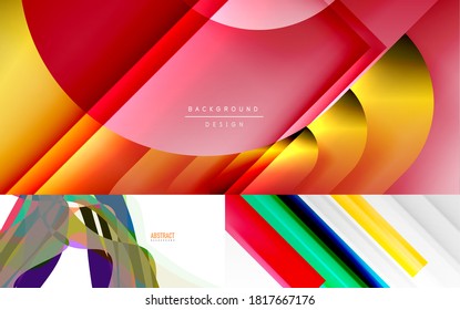 Collection of techno geometric abstract backgrounds for covers, banners, flyers and posters and other templates