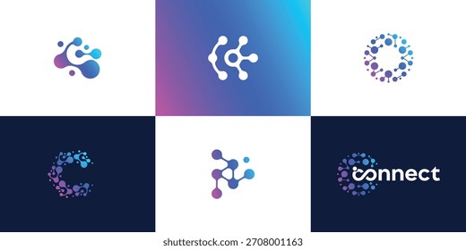 Sammlung von Technologie-Verbindung Logo Design-Vorlage