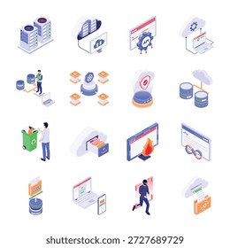 Colección de Ilustraciones de Tecnología y Estilo Isométrico Digital 