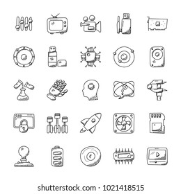 
Collection of Technology doodle icons
