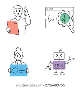 Collection of Technology Doodle Style Illustrations 

