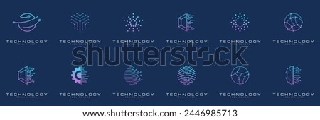 collection technology dot logo design. symbol tech, internet, system, Artificial Intelligence and computer. inspiration logo design modern	