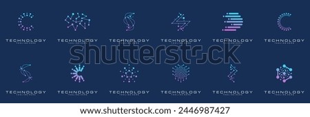 collection technology dot logo design. symbol tech, internet, system, Artificial Intelligence and computer. inspiration logo design modern	
