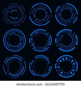 Collection technology futuristic frame HUD cyberpunk design element