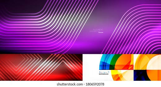 Colección de fondos abstractos geométricos de tecnología para cubiertas, pancartas, volantes y carteles y otras plantillas