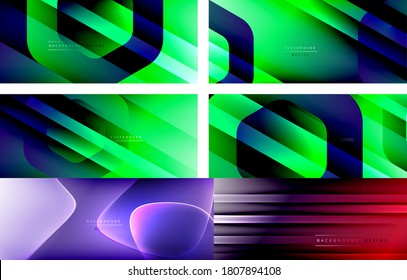 Collection of technology geometric abstract backgrounds for covers, banners, flyers and posters and other templates
