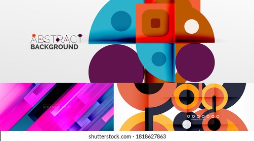 Collection of technology geometric abstract backgrounds for covers, banners, flyers and posters and other templates