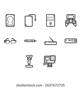 collection of technology icon vector