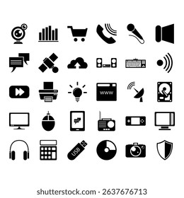 collection of technology icon vector