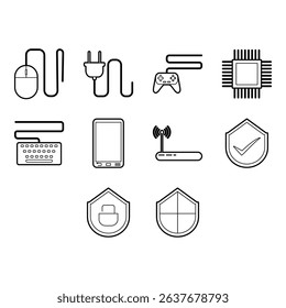 collection of technology icon vector