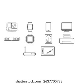 collection of technology icon vector