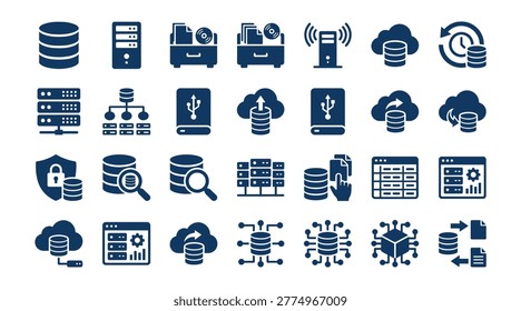 Collection of technology icons for business