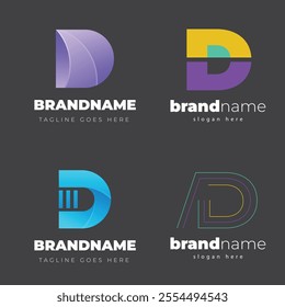 Collection of Technology letter D logo design template. Initials symbol for Business, Start up, Artificial