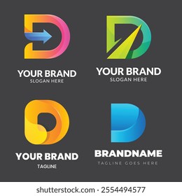 Collection of Technology letter D logo design template. Initials symbol for Business, Start up, Artificial